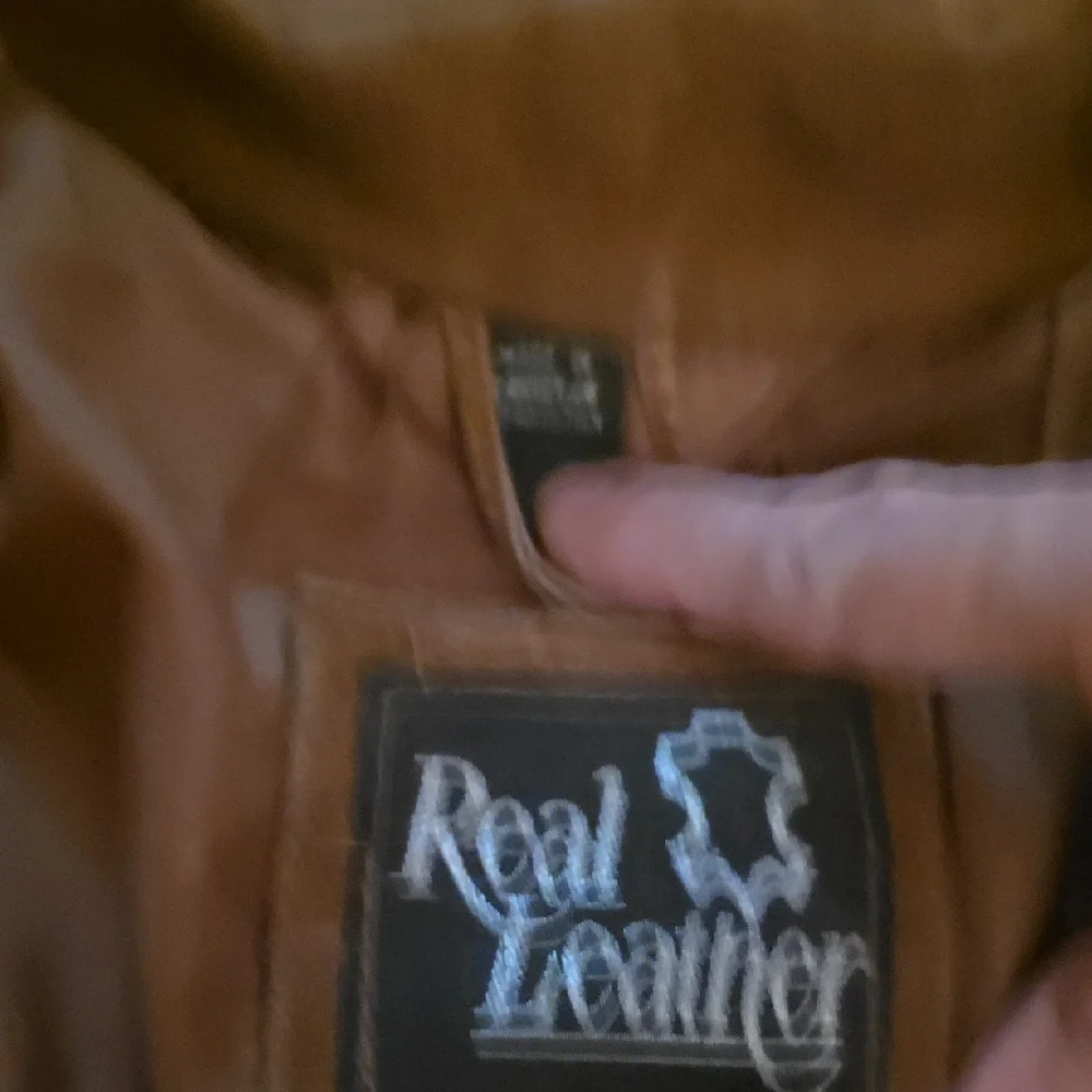 Embroidered Brown Leather Jacket with Blue Details - Picture 8 of 13